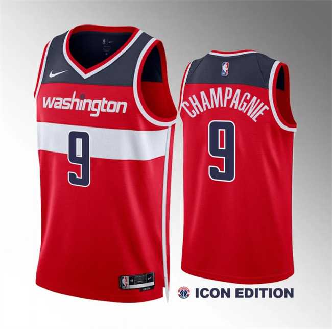 Mens Washington Wizards #9 Justin Champagnie Red Icon Edition Stitched Basketball Jersey Dzhi->->NBA Jersey